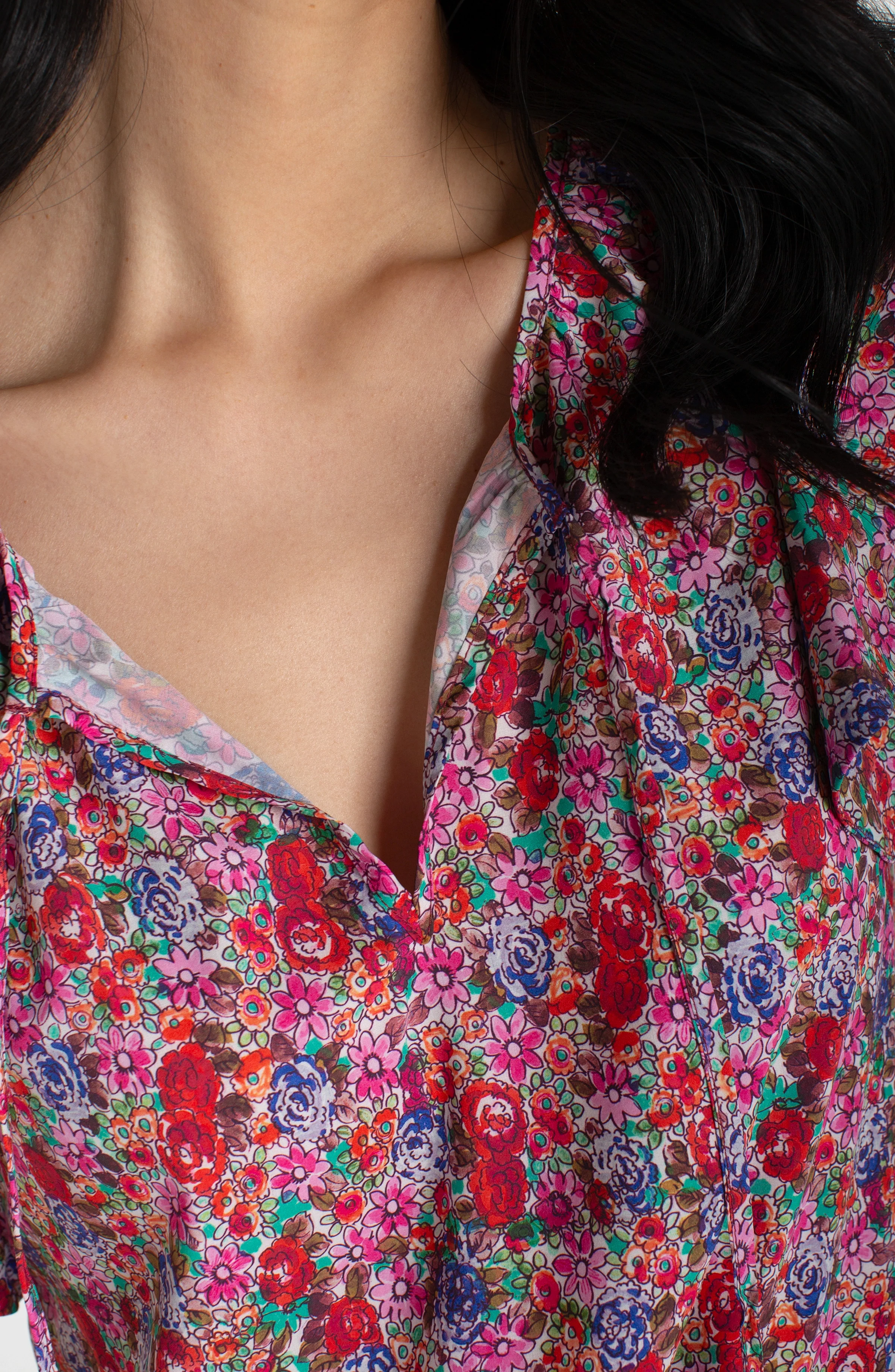 FLUTTER SLEEVE PEPLUM WOVEN TOP W/ TIES - Image 5