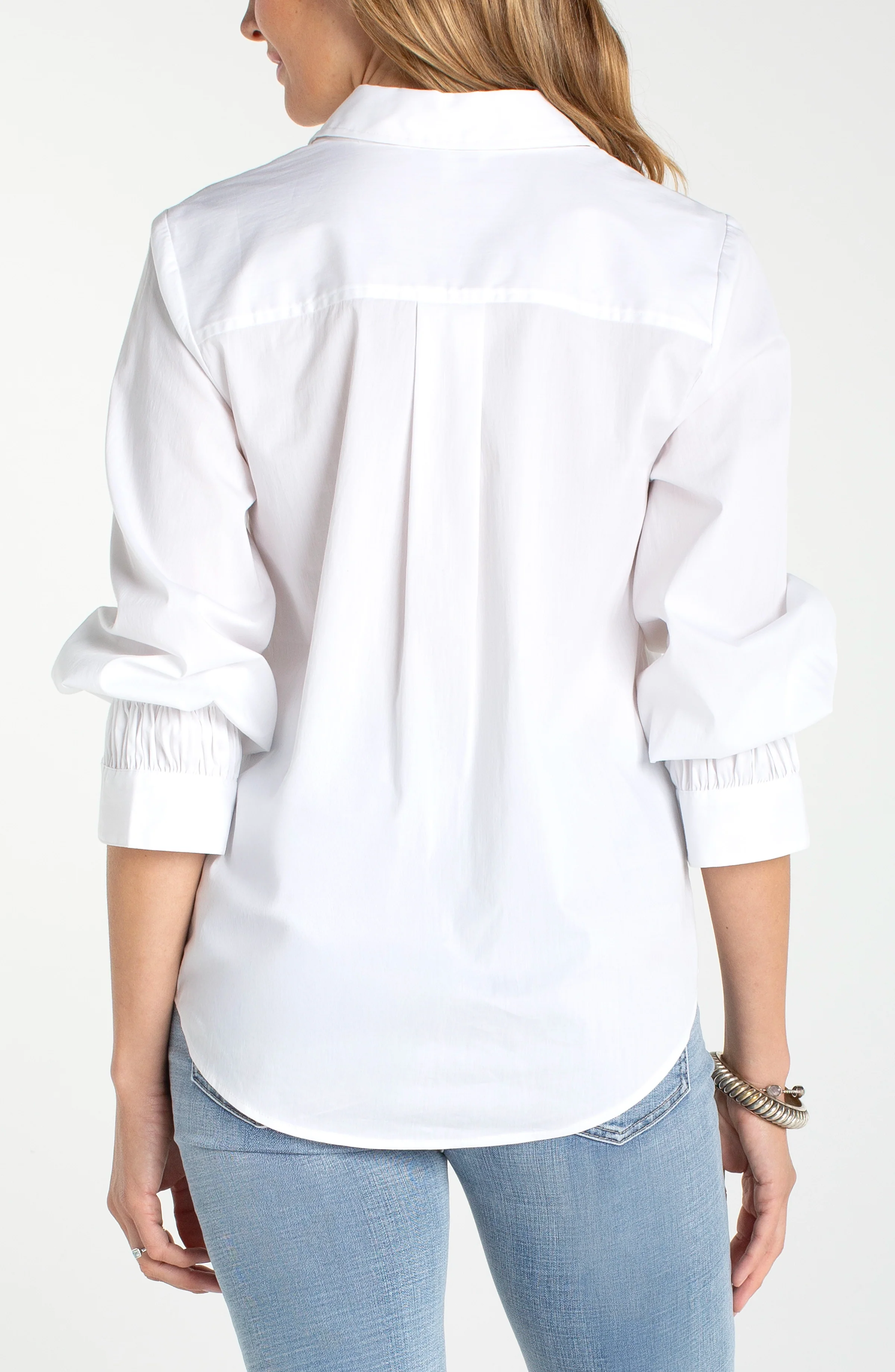 ADJUSTABLE SLEEVE BUTTON FRONT WOVEN TOP - Image 3