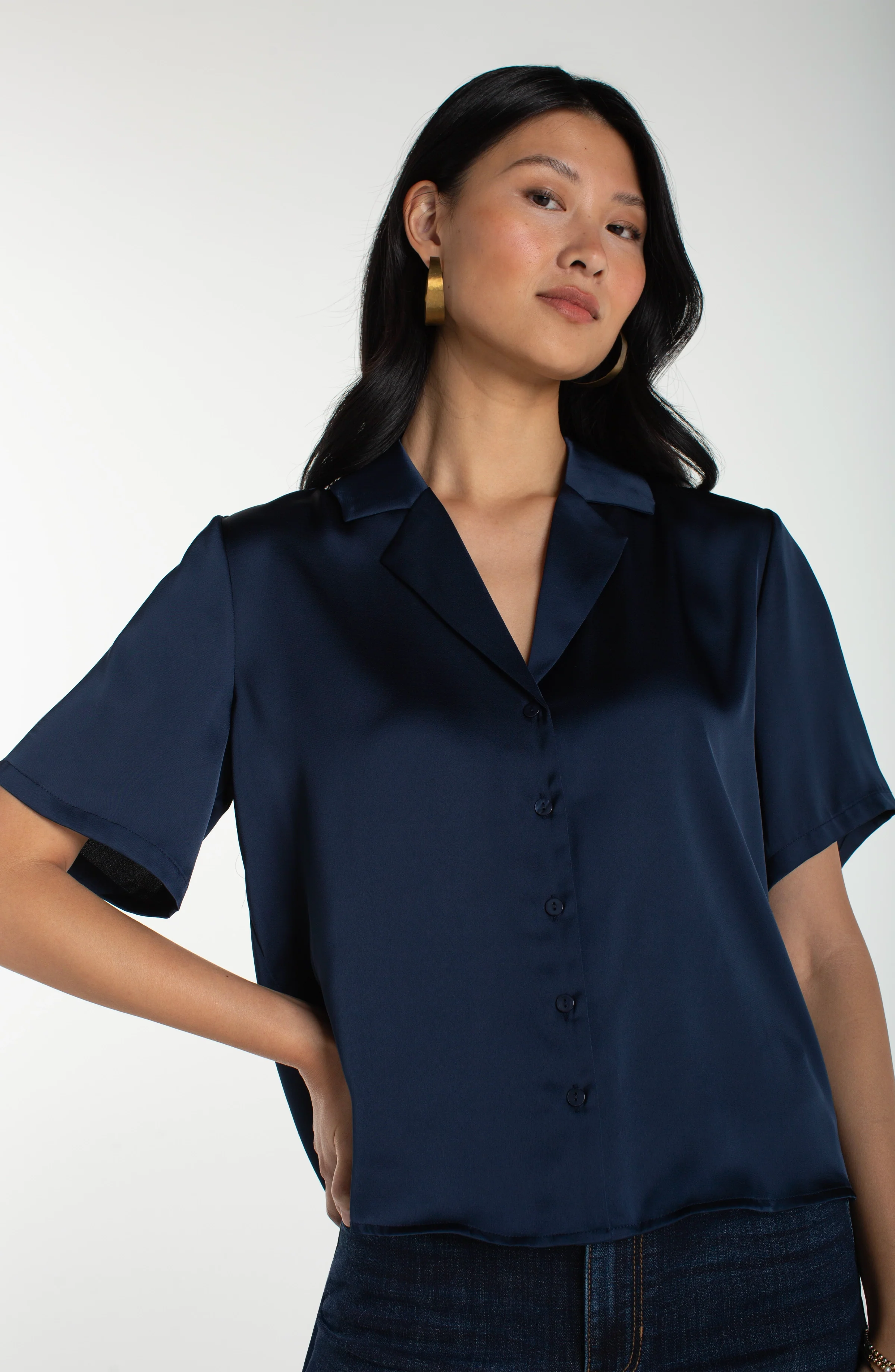 SHORT SLEEVE CAMP COLLAR BLOUSE - Image 5