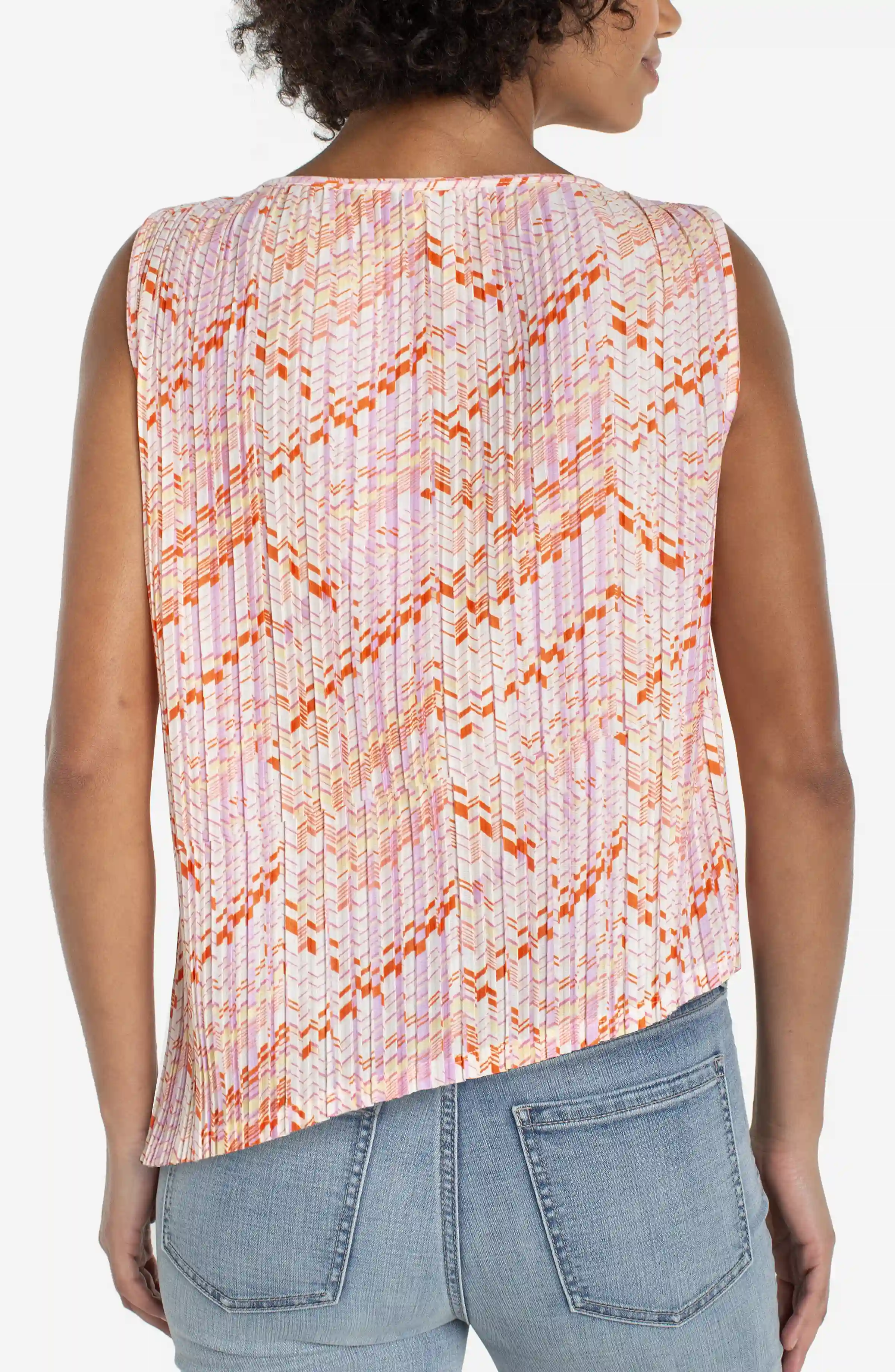sleeveless crew neck asym hem knit top - Image 2
