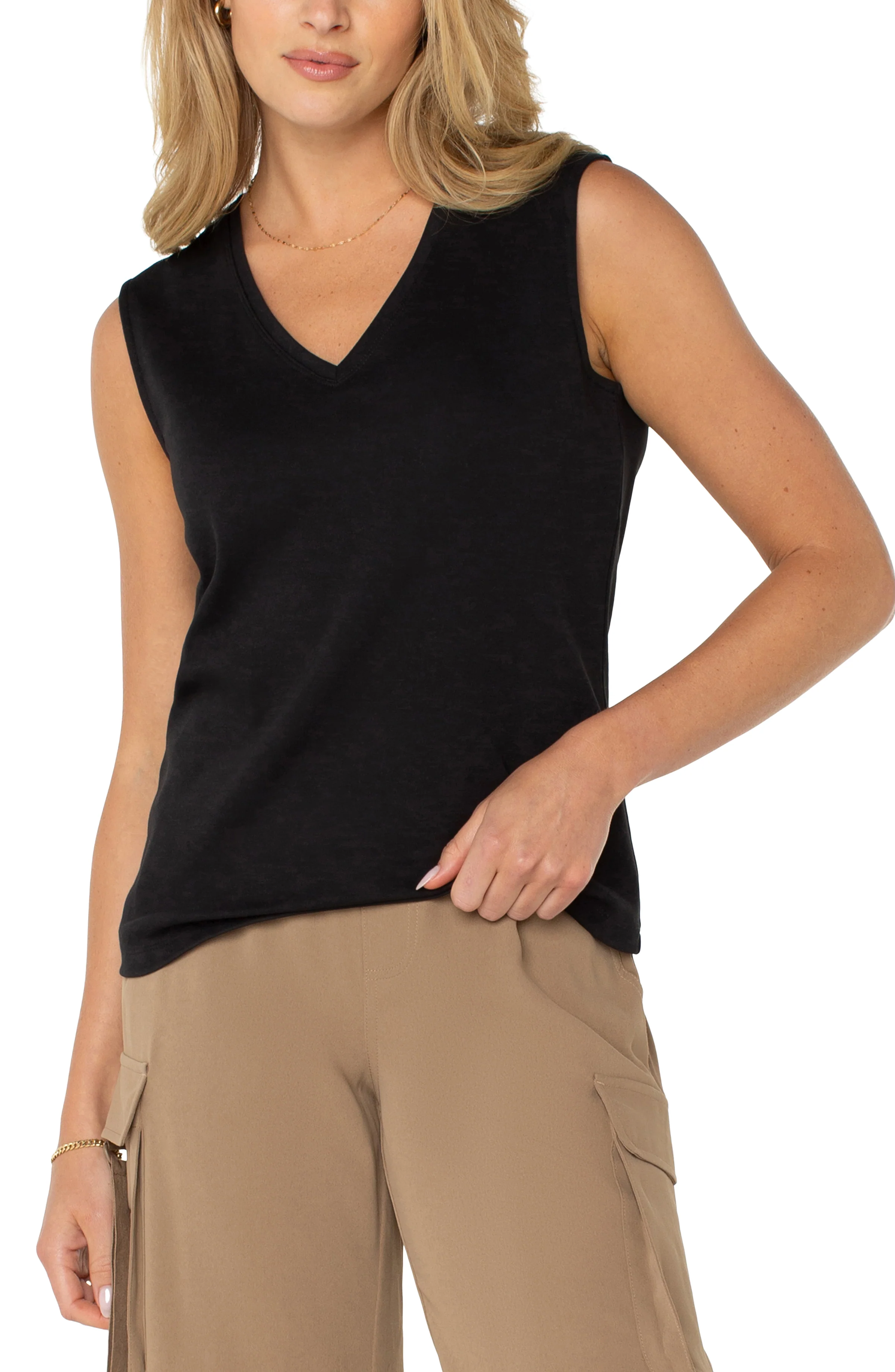 sleeveless v neck knit top - Image 4